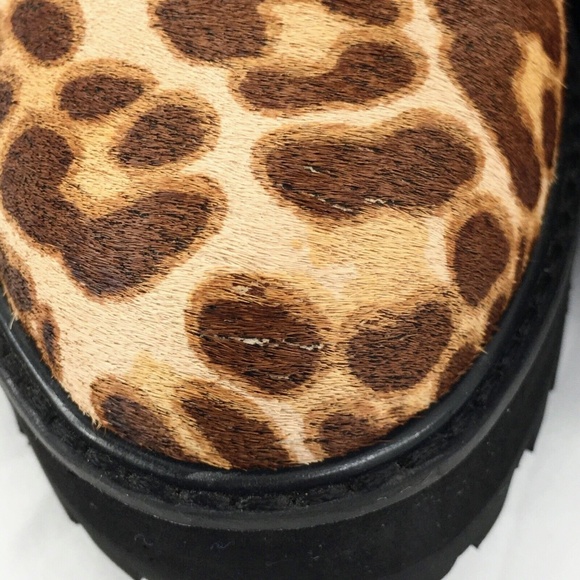 Farylrobin Womens Combat Boot Brown Calf Hair Leopard Print Platform Boot Sz 10 - Picture 11 of 11
